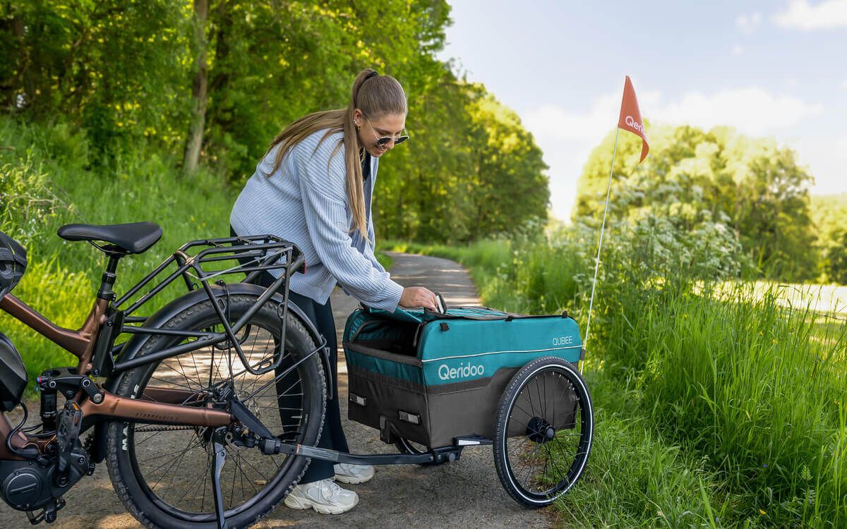 Einkaufen mit Fahrradanhänger